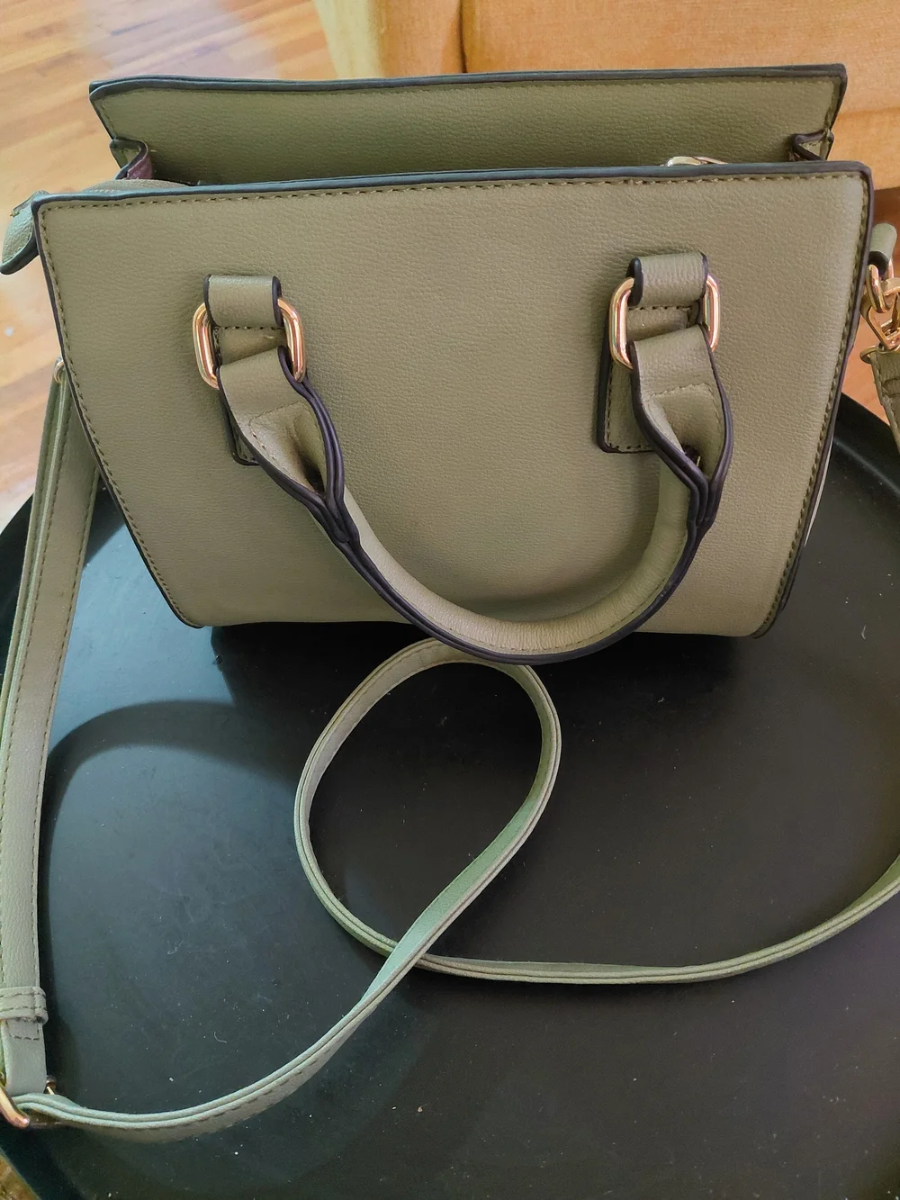 Olive Green Structured Satchel Handbag - Versatile Crossbody